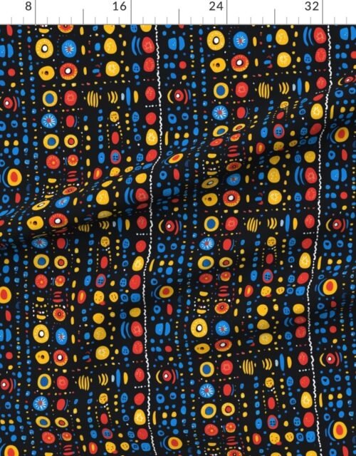 Fabric in Dashiki Fusion Colorful Dots and Circles Yellow Red and Blue Fabric