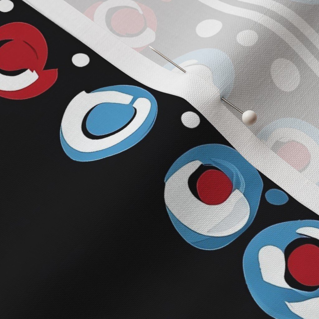 Fabric in Dashiki Fusion Floral Stripes Red Blue and White on Black Fabric Fabric in Dashiki Fusion Floral Stripes Red Blue and White on Black Fabric - Image 3