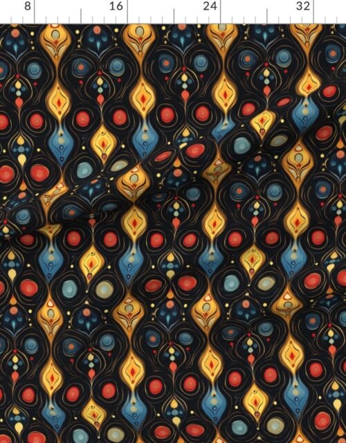Fabric in Dashiki Fusion Bold Teardrops and Circles Yellow Blue and Red Fabric