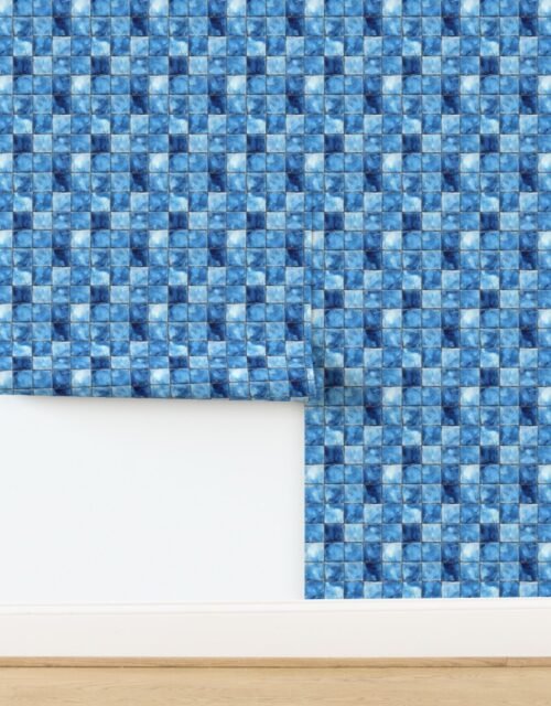 3 inch Blue Mosaic Tiles with Watercolor Effect for Pool or Bathroom Wallpaper