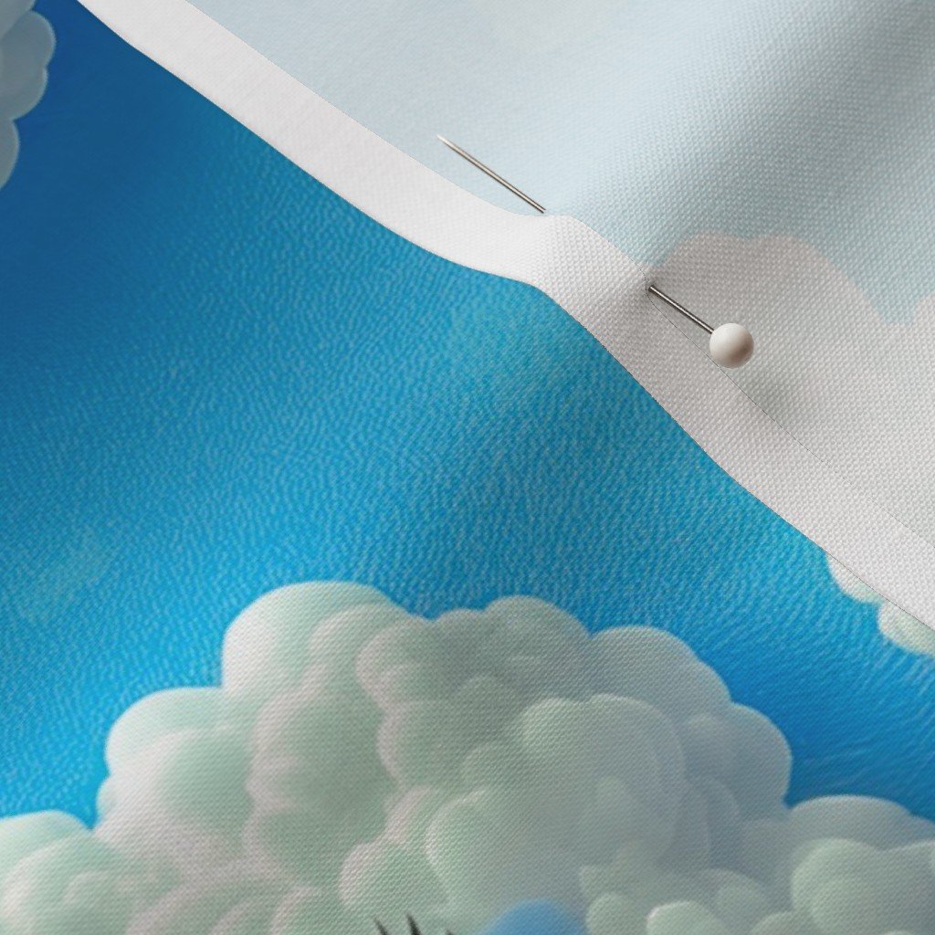 Fabric in Fluffy Happy Clouds on Bright Sky Blue Background for Kids Room Decor Fabric Fabric in Fluffy Happy Clouds on Bright Sky Blue Background for Kids Room Decor Fabric - Image 3