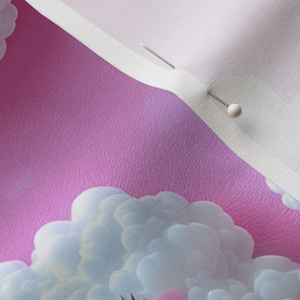 Fabric in Fluffy Happy Clouds on Bright Pink Background for Kids Room Decor Fabric Fabric in Fluffy Happy Clouds on Bright Pink Background for Kids Room Decor Fabric - Image 3