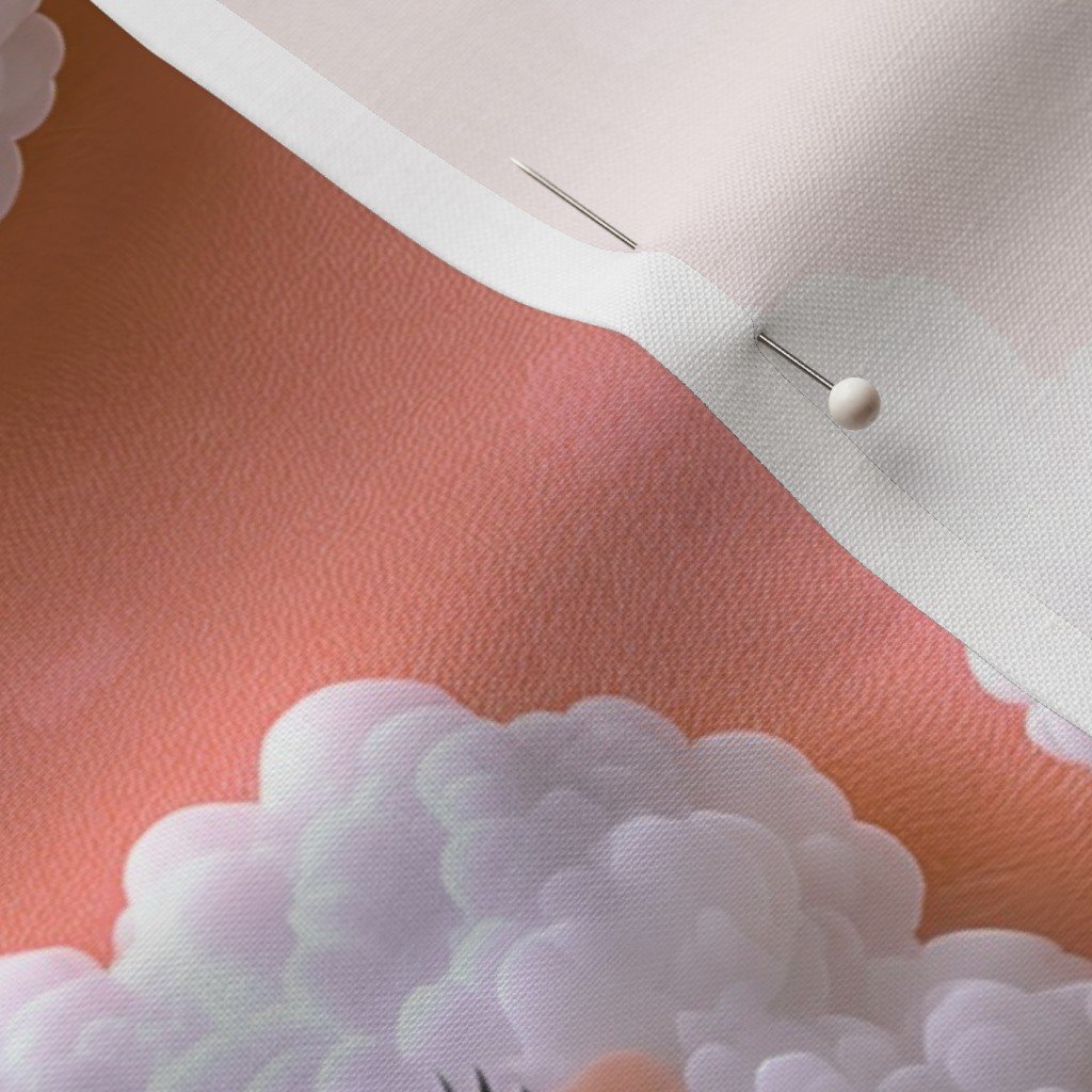 Fabric in Fluffy Happy Clouds on Peach Background for Kids Room Decor Fabric Fabric in Fluffy Happy Clouds on Peach Background for Kids Room Decor Fabric - Image 3