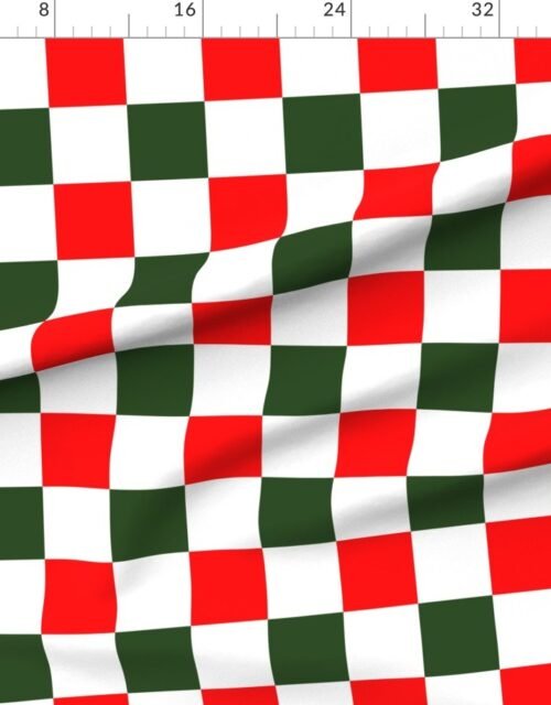 Fabric in 4 inch Bold Red and Green Christmas Checkered Pattern Fabric