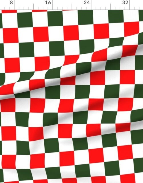 Fabric in 3 inch Bold Red and Green Christmas Checkered Pattern Fabric