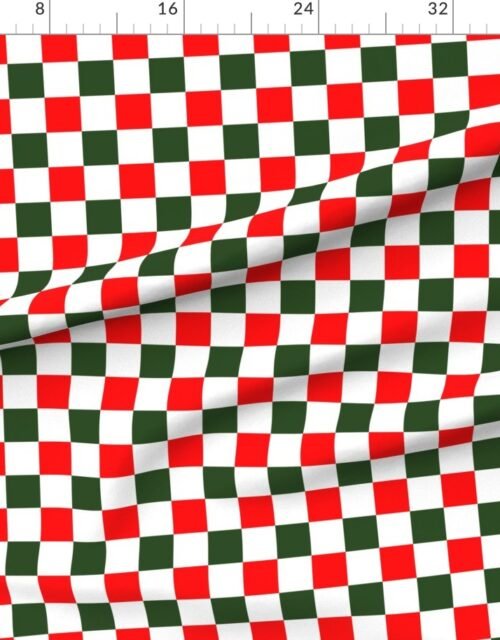 Fabric in 2 inch Bold Red and Green Christmas Checkered Pattern Fabric
