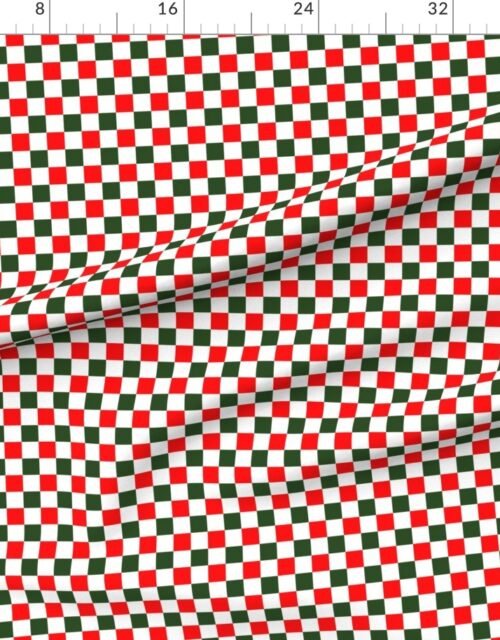 Fabric in 1 inch Bold Red and Green Christmas Checkered Pattern Fabric