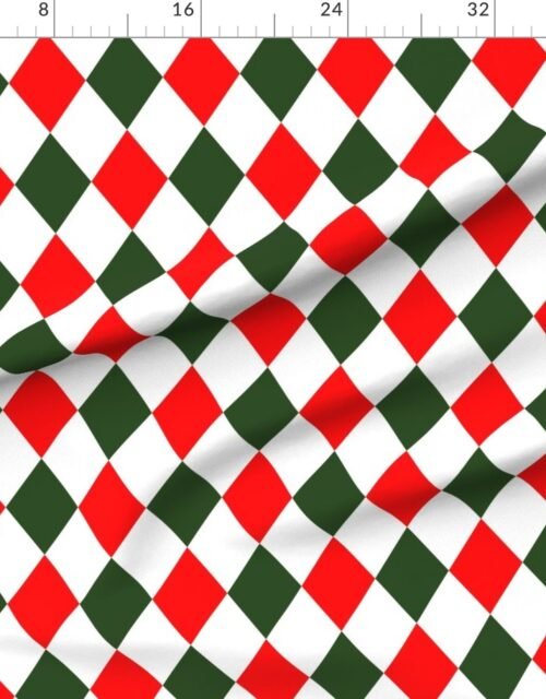 Fabric in 4 inch Bold Red and Green Christmas Harlequin Checkered Pattern Fabric