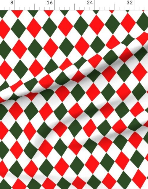 Fabric in 3 inch Bold Red and Green Christmas Harlequin Checkered Pattern Fabric