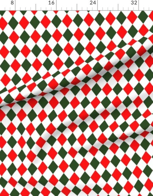 Fabric in 2 inch Bold Red and Green Christmas Harlequin Checkered Pattern Fabric