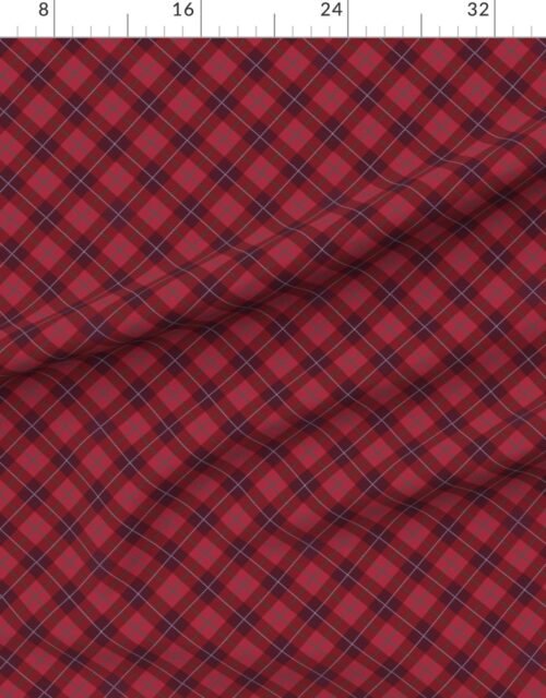 Fabric in Mini Cranberry Red Green and White Seasonal Christmas Tartan Check Plaid Fabric
