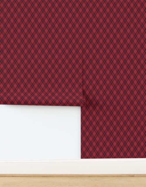 Cranberry Red Green and White Argyle Christmas Plaid Wallpaper