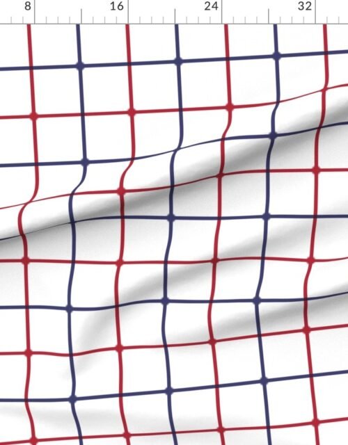 Fabric in Large Patriotic Optical Illusion Check in USA Red White and Blue Fabric