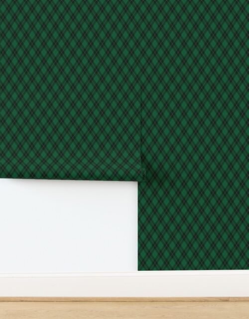 Emerald Green and Purple Argyle Christmas Plaid with White Accents Wallpaper