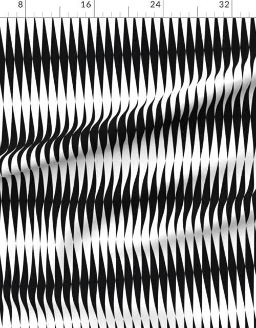 Fabric in 1 inch Modern Black and White Backgammon Geometric Diamond Pattern Fabric