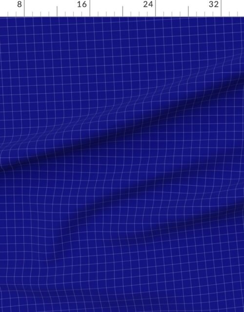 Fabric in 1 Inch Grid Line Pattern with White Lines on Navy Blue Fabric