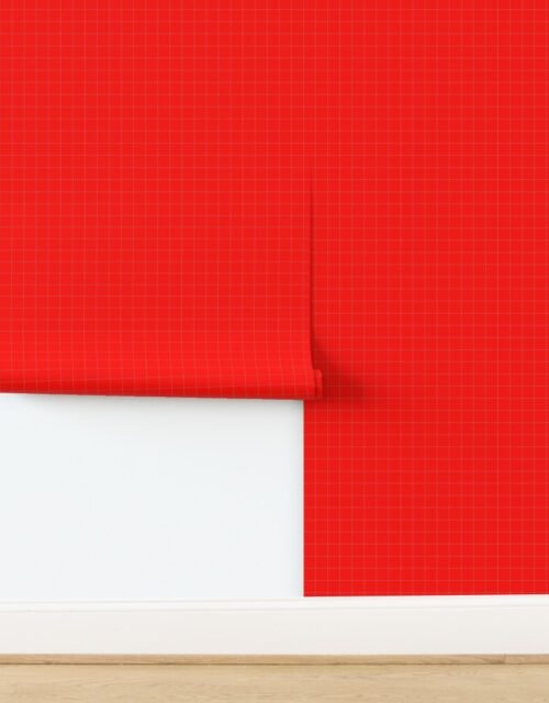 1 Inch Grid Line Pattern with White Lines on Candy Red Wallpaper