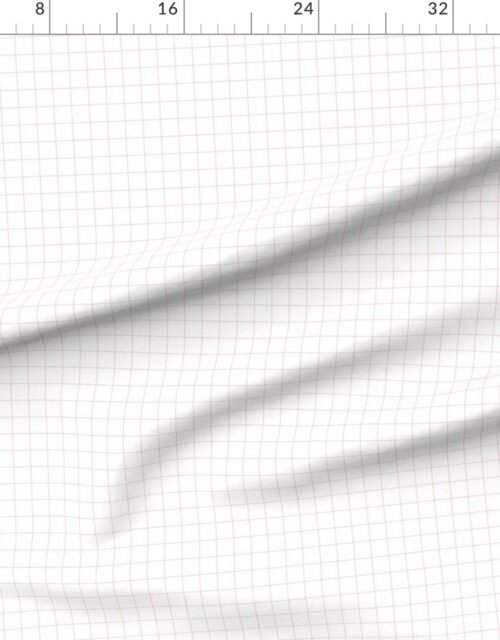 Fabric in 1 Inch Grid Line Pattern with Blush Pink Lines on White Fabric