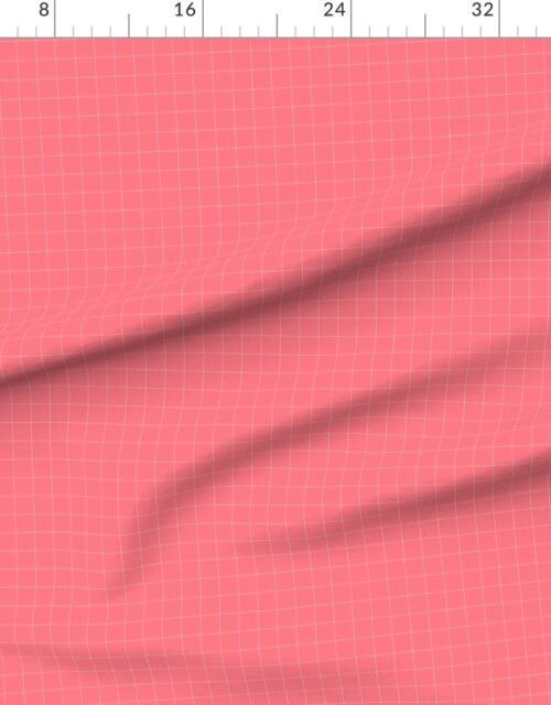 Fabric in 1 Inch Grid Line Pattern with White Lines on Blush Pink Fabric