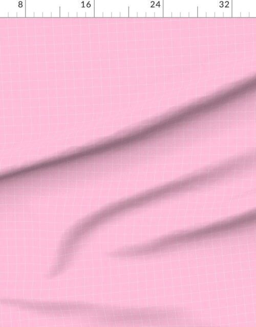 Fabric in 1 Inch Grid Line Pattern with White Lines on Cotton Candy Pink Fabric
