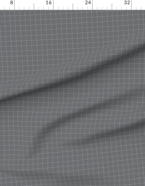 Fabric in 1 Inch Grid Line Pattern with White Lines on Mid Grey Fabric