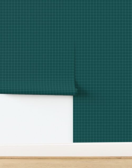 1 Inch Grid Line Pattern with White Lines on Dark Teal Wallpaper