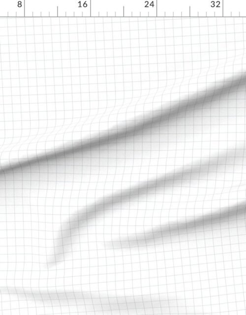 Fabric in 1 Inch Grid Line Pattern with Dusty Blue Lines on White Fabric