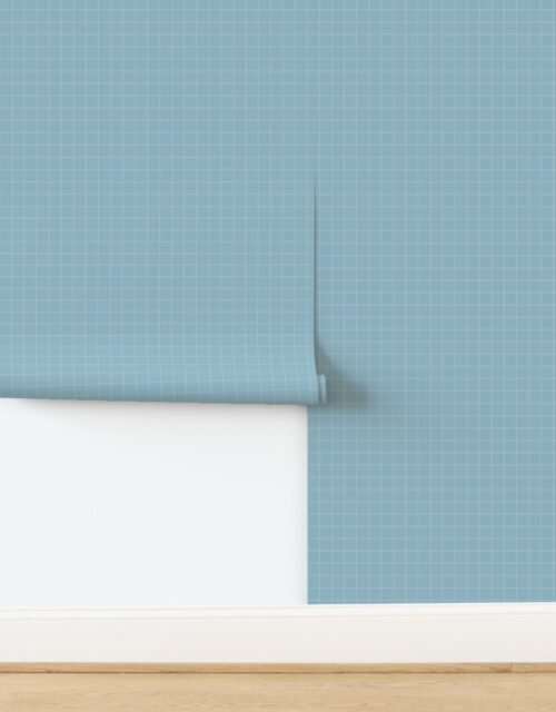 1 Inch Grid Line Pattern with White Lines on Baby Blue Wallpaper