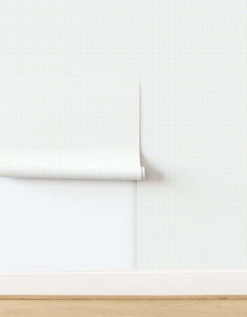 1 Inch Grid Line Pattern with Sunshine Yellow Lines on White Wallpaper