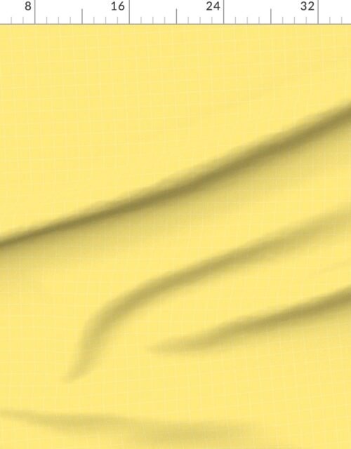 Fabric in 1 Inch Grid Line Pattern with White Lines on Sunshine Yellow Fabric