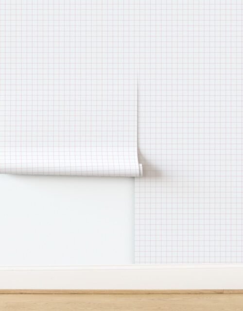 1 Inch Grid Line Pattern with Hot Pink Lines on White Wallpaper
