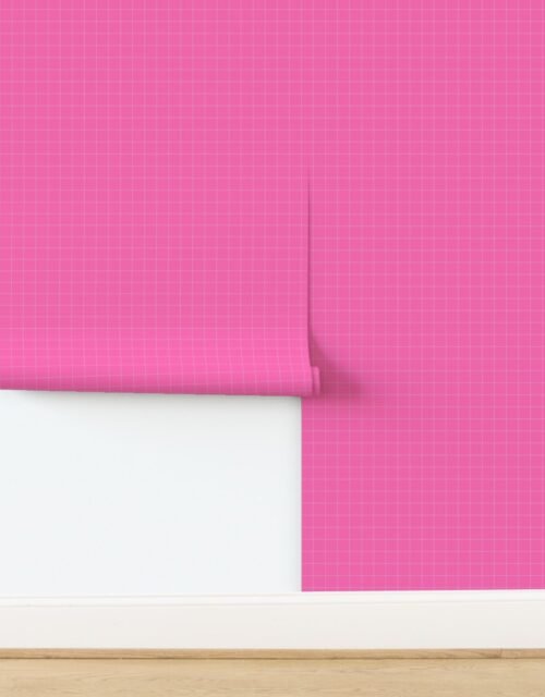 1 Inch Grid Line Pattern with White Lines on Hot Pink Wallpaper