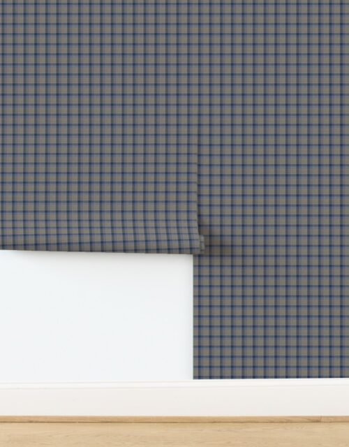Fraser Weathered Wool Scottish Tartan with Olive and Teal Blue Accents Wallpaper
