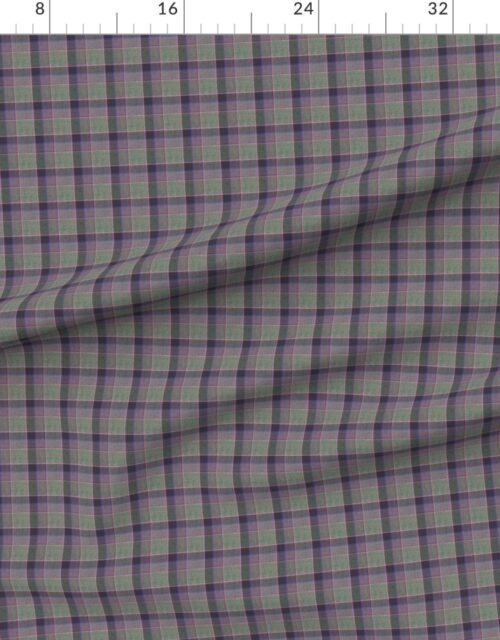 Fabric in Fraser Weathered Wool Scottish Tartan with Sage Green and Purple Accents Fabric
