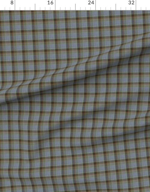 Fabric in Fraser Weathered Wool Scottish Tartan with Slate Blue and Olive Green Accen Fabric