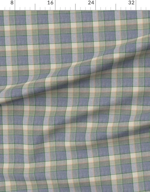Fabric in Weathered Wool Scottish Christmas Tartan with Soft Blue and Green Highlight Fabric