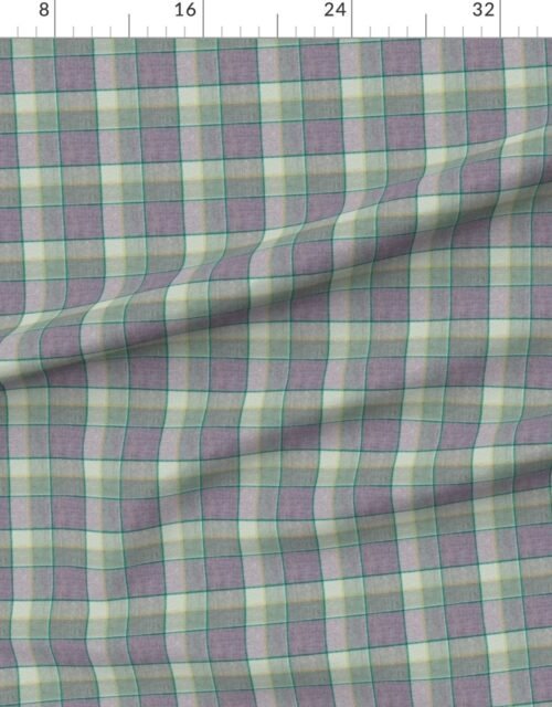 Fabric in Weathered Wool Scottish Christmas Tartan with Sage Green and Lavender Fabric