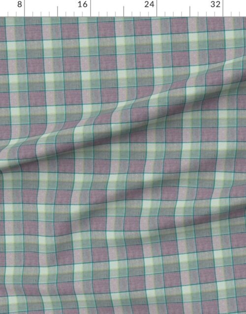 Fabric in Weathered Wool Scottish Christmas Tartan with Lavender and Mint Green Fabric