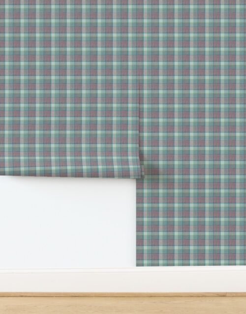 Weathered Wool Scottish Christmas Tartan with Mint Green and Taupe Wallpaper