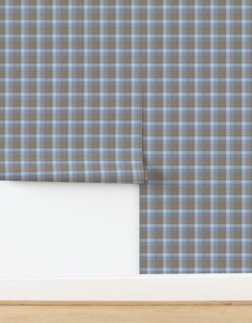 Weathered Wool Scottish Christmas Tartan with Light Blue and Taupe Wallpaper