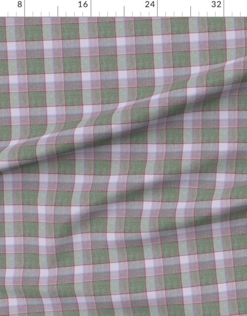 Fabric in Weathered Wool Scottish Christmas Tartan with Sage Green and Lavender Fabric