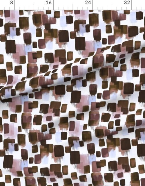 Fabric in Abstract Earthy Brushstroke Blocks in Brown and Mauve Fabric