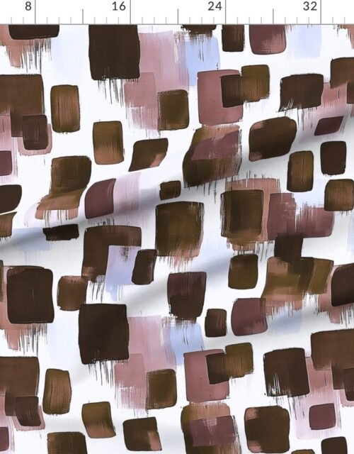 Fabric in Large Abstract Earthy Brushstroke Blocks in Brown and Mauve Fabric