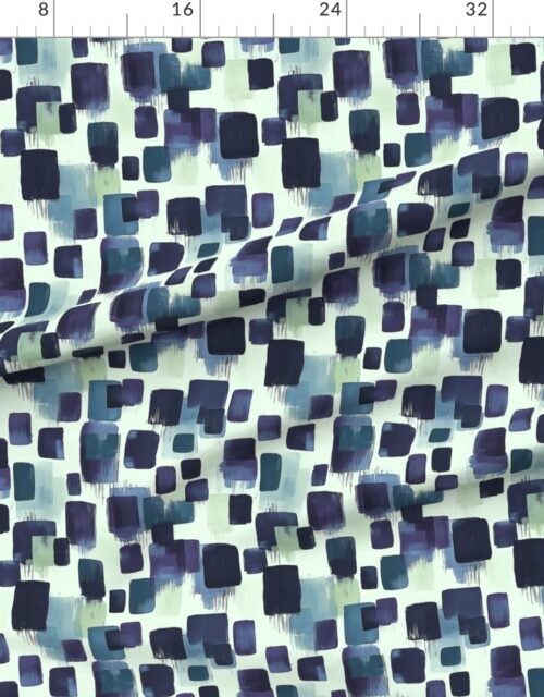 Fabric in Abstract Brushstroke Blocks in Navy Purple and Soft Cream Fabric