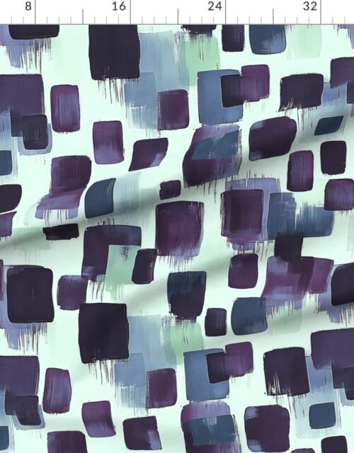 Fabric in Large Abstract Brushstroke Blocks in Purple Teal and Cream Fabric