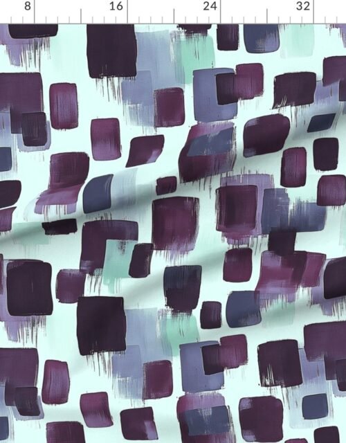 Fabric in Large Abstract Brushstroke Blocks in Purple Teal and Soft Mint Fabric