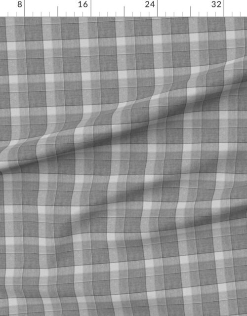 Fabric in Weathered Wool Scottish Christmas Tartan with Frosty Gray and White Fabric