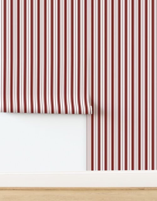 Bordeaux Red Ticking Stripe Design de Saint-Emilion Wallpaper
