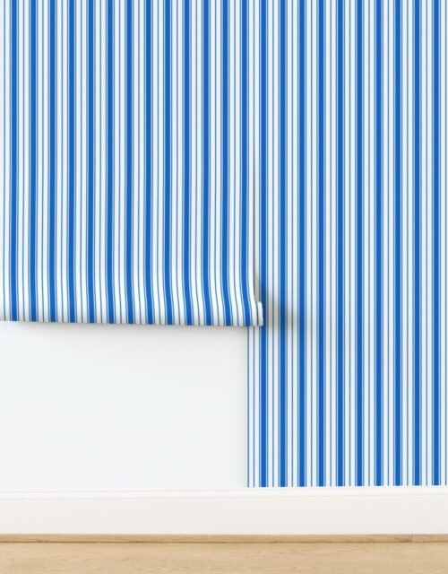 Brittany Blue Ticking Stripe Design Wallpaper