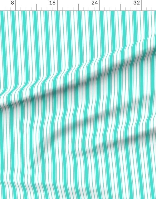 Cote d Azur Turquoise Ticking Stripe Design